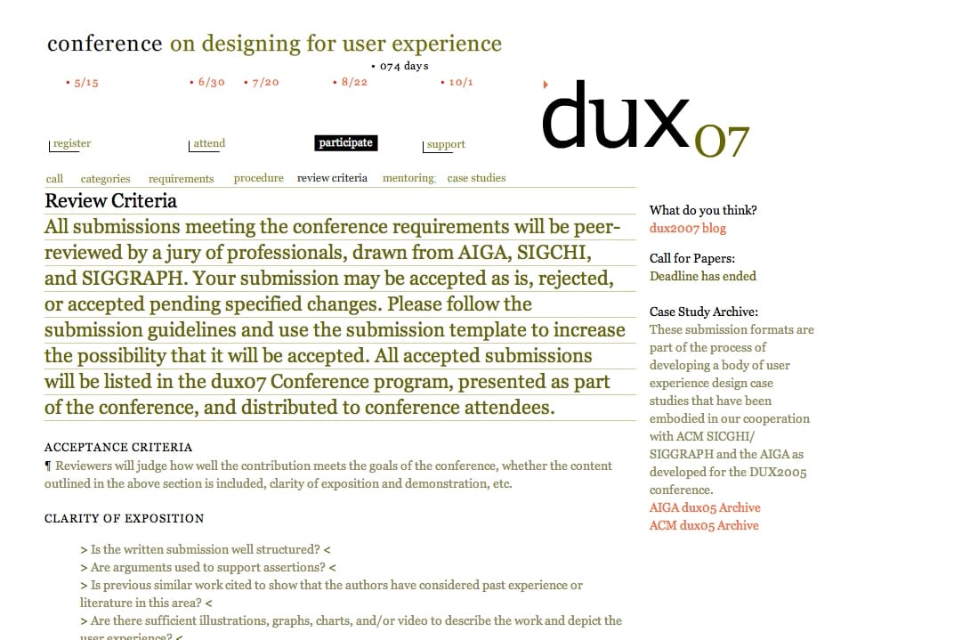 Designing for User Experience 2007 Conference (dux 07)